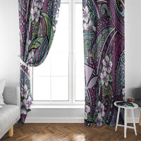 Personalised Hawaii Tribal Humpback Whale Window Curtain Poni Hibiscus Seamless Pattern
