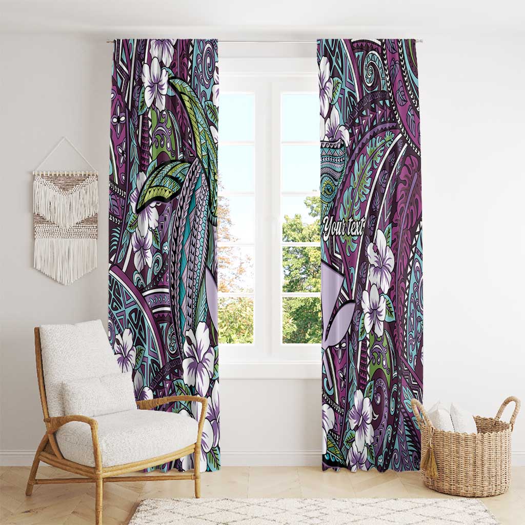 Personalised Hawaii Tribal Humpback Whale Window Curtain Poni Hibiscus Seamless Pattern
