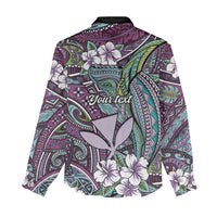 Personalised Hawaii Tribal Humpback Whale Women Casual Shirt Poni Hibiscus Seamless Pattern