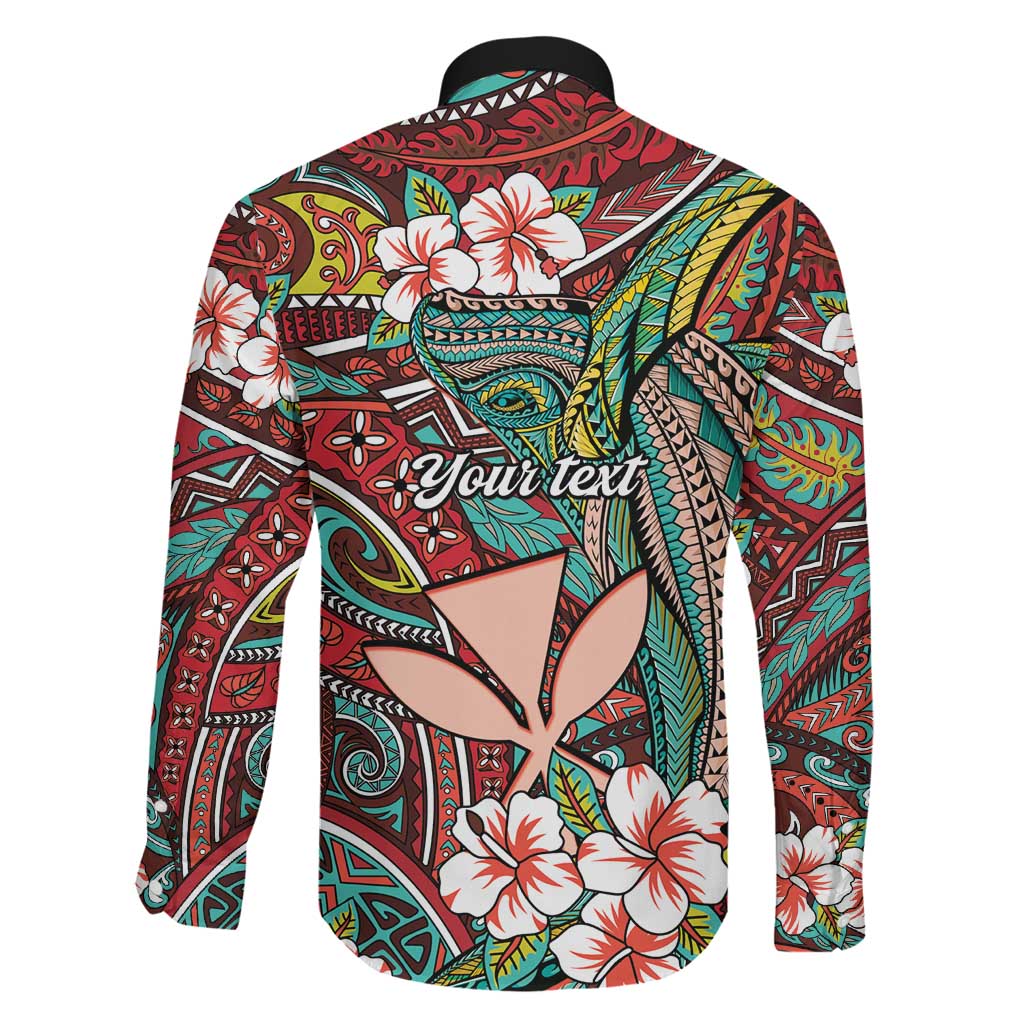 Personalised Hawaii Tribal Humpback Whale Family Matching Off Shoulder Short Dress and Hawaiian Shirt Ulaula Hibiscus Seamless Pattern