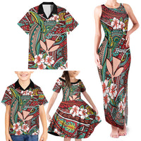 Personalised Hawaii Tribal Humpback Whale Family Matching Tank Maxi Dress and Hawaiian Shirt Ulaula Hibiscus Seamless Pattern