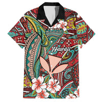 Personalised Hawaii Tribal Humpback Whale Hawaiian Shirt Ulaula Hibiscus Seamless Pattern LT9 Red - Polynesian Pride