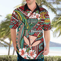 Personalised Hawaii Tribal Humpback Whale Hawaiian Shirt Ulaula Hibiscus Seamless Pattern LT9 - Polynesian Pride