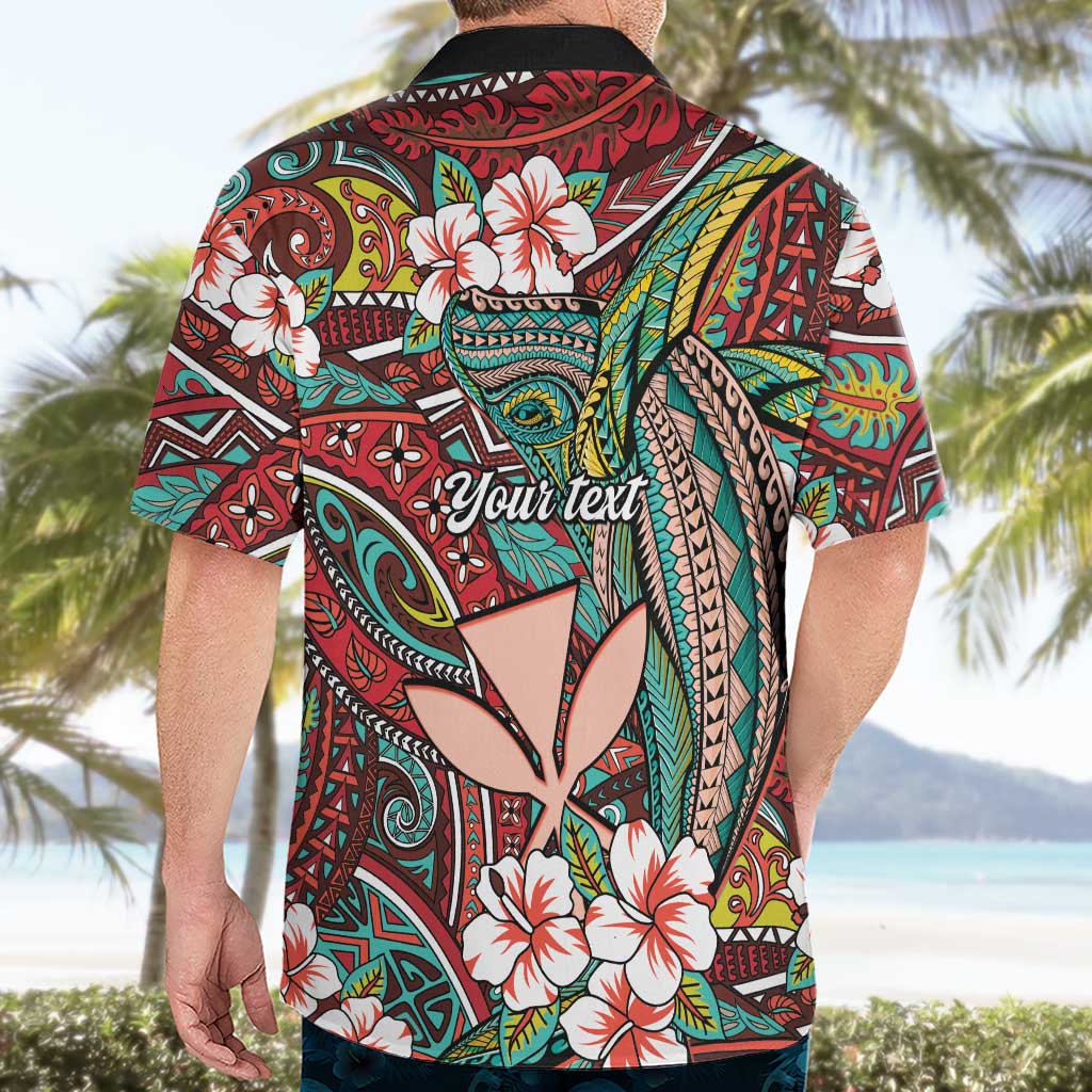 Personalised Hawaii Tribal Humpback Whale Hawaiian Shirt Ulaula Hibiscus Seamless Pattern LT9 - Polynesian Pride