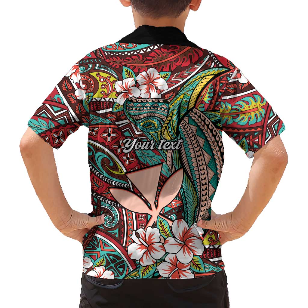 Personalised Hawaii Tribal Humpback Whale Hawaiian Shirt Ulaula Hibiscus Seamless Pattern LT9 - Polynesian Pride