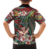 Personalised Hawaii Tribal Humpback Whale Hawaiian Shirt Ulaula Hibiscus Seamless Pattern LT9 - Polynesian Pride