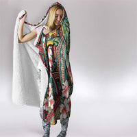 Personalised Hawaii Tribal Humpback Whale Hooded Blanket Ulaula Hibiscus Seamless Pattern