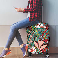 Personalised Hawaii Tribal Humpback Whale Luggage Cover Ulaula Hibiscus Seamless Pattern
