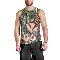 Personalised Hawaii Tribal Humpback Whale Men Tank Top Ulaula Hibiscus Seamless Pattern