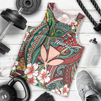 Personalised Hawaii Tribal Humpback Whale Men Tank Top Ulaula Hibiscus Seamless Pattern