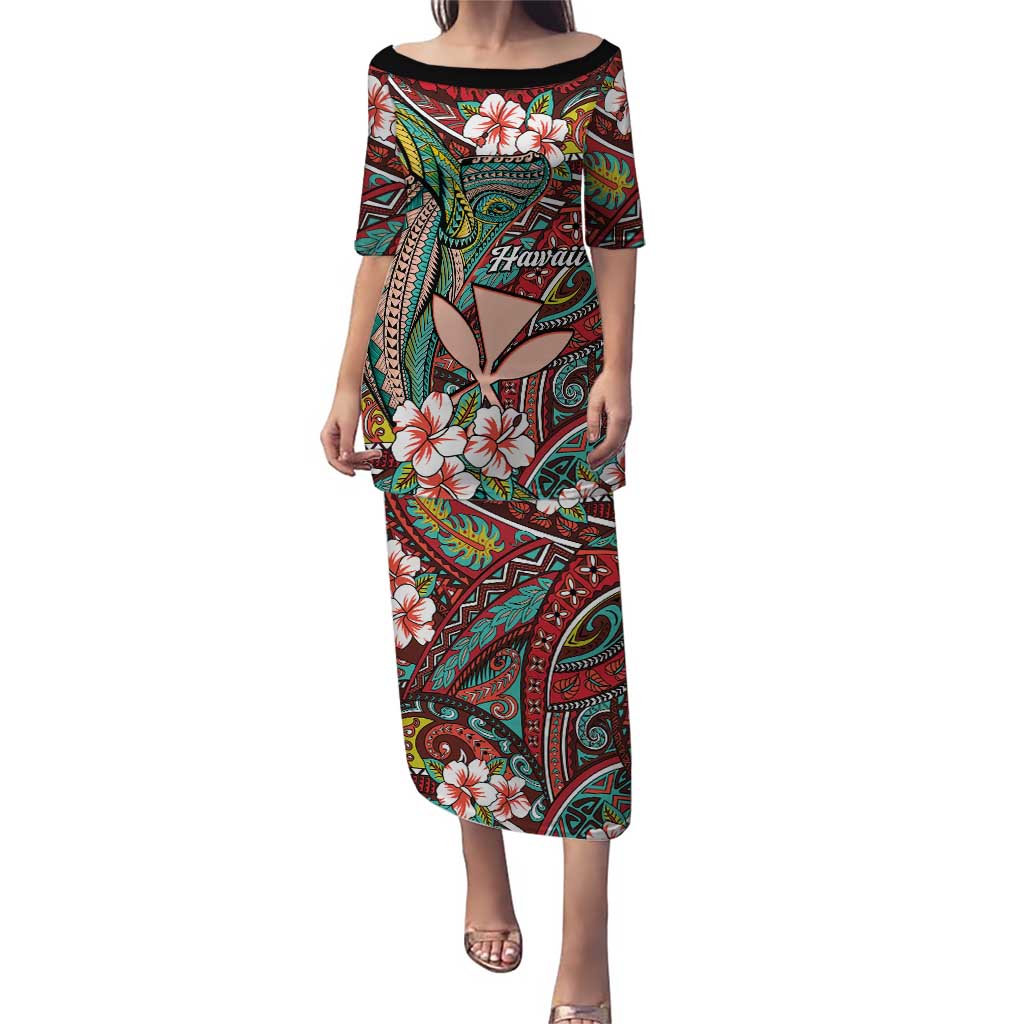 Personalised Hawaii Tribal Humpback Whale Puletasi Ulaula Hibiscus Seamless Pattern