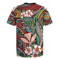 Personalised Hawaii Tribal Humpback Whale Rugby Jersey Ulaula Hibiscus Seamless Pattern