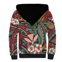 Personalised Hawaii Tribal Humpback Whale Sherpa Hoodie Ulaula Hibiscus Seamless Pattern LT9 - Polynesian Pride