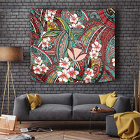 Personalised Hawaii Tribal Humpback Whale Tapestry Ulaula Hibiscus Seamless Pattern