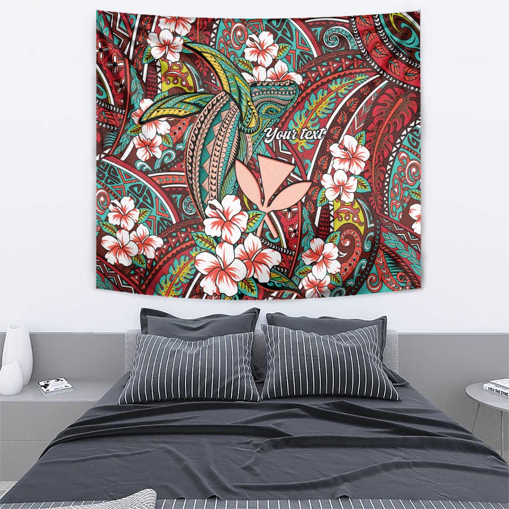 Personalised Hawaii Tribal Humpback Whale Tapestry Ulaula Hibiscus Seamless Pattern