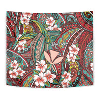 Personalised Hawaii Tribal Humpback Whale Tapestry Ulaula Hibiscus Seamless Pattern