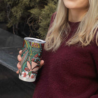 Personalised Hawaii Tribal Humpback Whale Tumbler Cup Ulaula Hibiscus Seamless Pattern