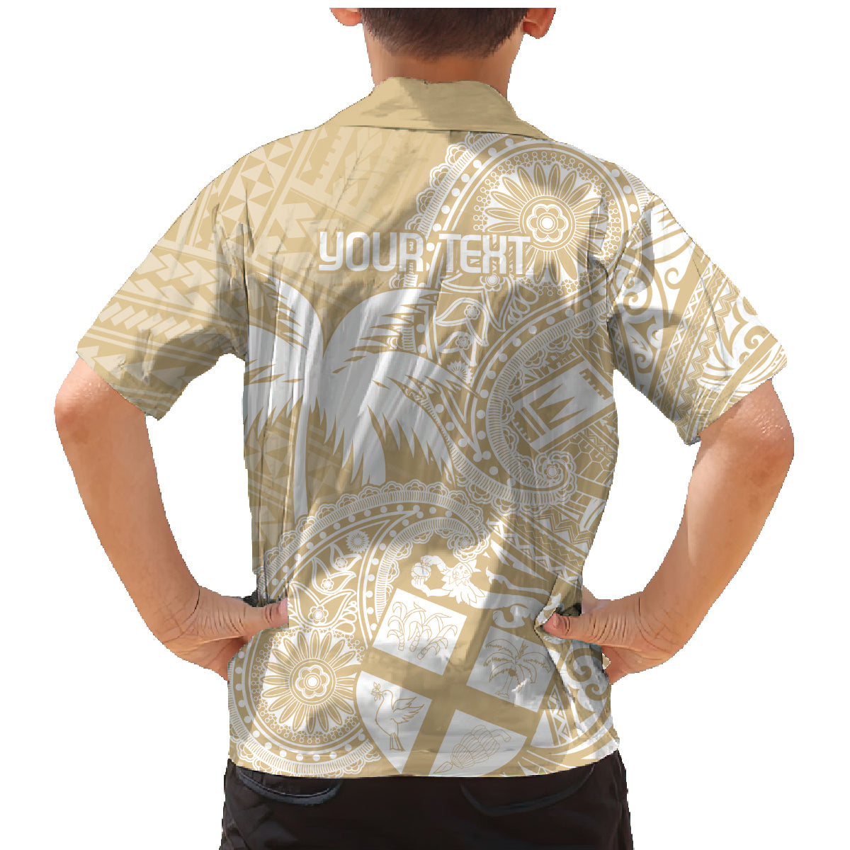 Custom Indo Fijians Family Matching Mermaid Dress and Hawaiian Shirt Fiji ke Hindustani Polyneisan Paisley Beige Style