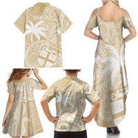 Custom Indo Fijians Family Matching Summer Maxi Dress and Hawaiian Shirt Fiji ke Hindustani Polyneisan Paisley Beige Style