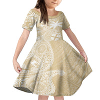 Custom Indo Fijians Family Matching Tank Maxi Dress and Hawaiian Shirt Fiji ke Hindustani Polyneisan Paisley Beige Style