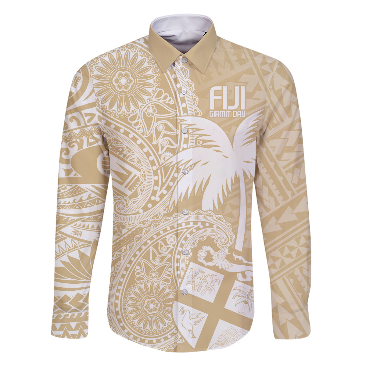 Custom Indo Fijians Family Matching Tank Maxi Dress and Hawaiian Shirt Fiji ke Hindustani Polyneisan Paisley Beige Style