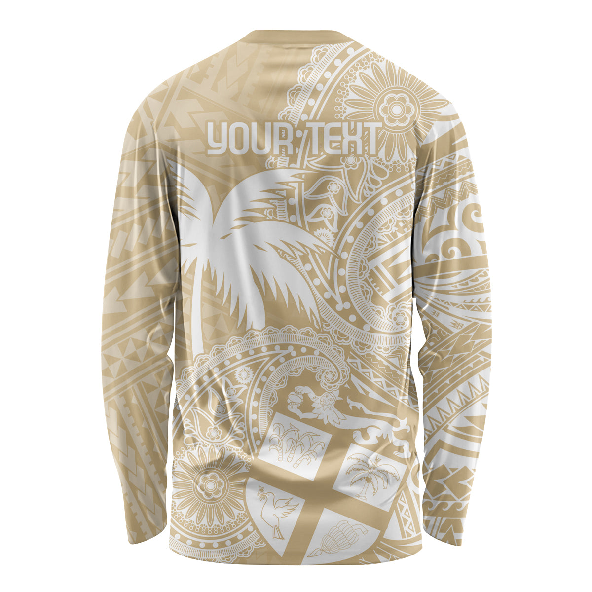 Custom Indo Fijians Long Sleeve Shirt Fiji ke Hindustani Polyneisan Paisley Beige Style
