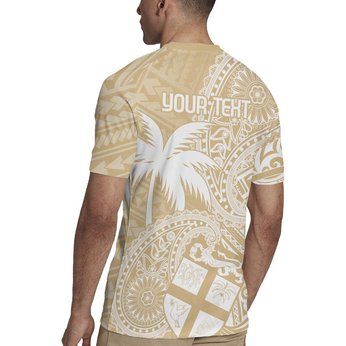 Custom Indo Fijians Rugby Jersey Fiji ke Hindustani Polyneisan Paisley Beige Style