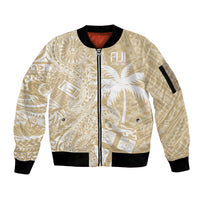 Custom Indo Fijians Sleeve Zip Bomber Jacket Fiji ke Hindustani Polyneisan Paisley Beige Style