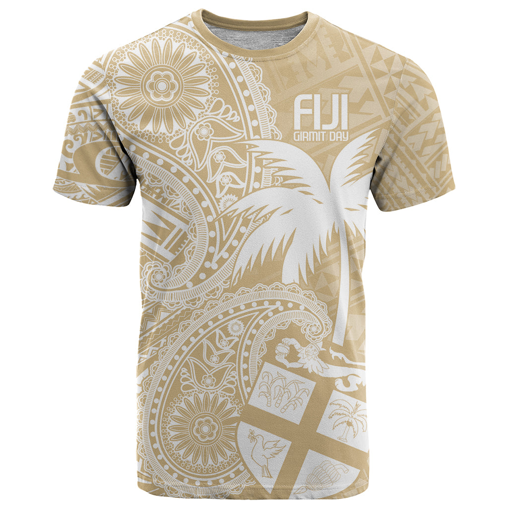Custom Indo Fijians T Shirt Fiji ke Hindustani Polyneisan Paisley Beige Style