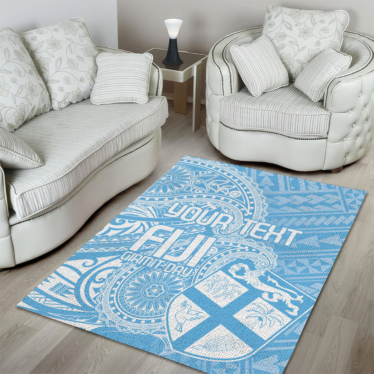 Custom Indo Fijians Area Rug Fiji ke Hindustani Polyneisan Paisley Blue Style