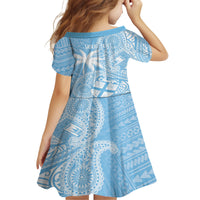 Custom Indo Fijians Kid Short Sleeve Dress Fiji ke Hindustani Polyneisan Paisley Blue Style