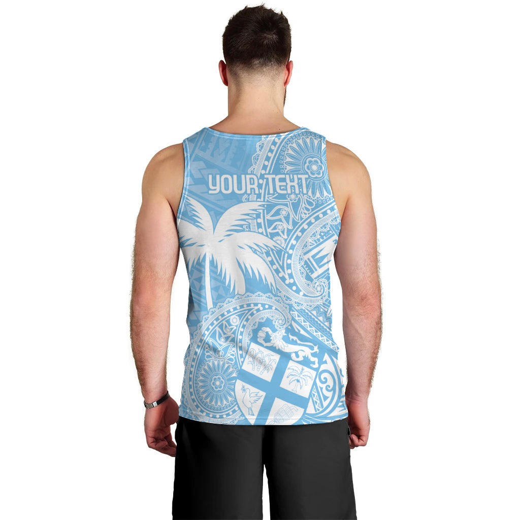 Custom Indo Fijians Men Tank Top Fiji ke Hindustani Polyneisan Paisley Blue Style