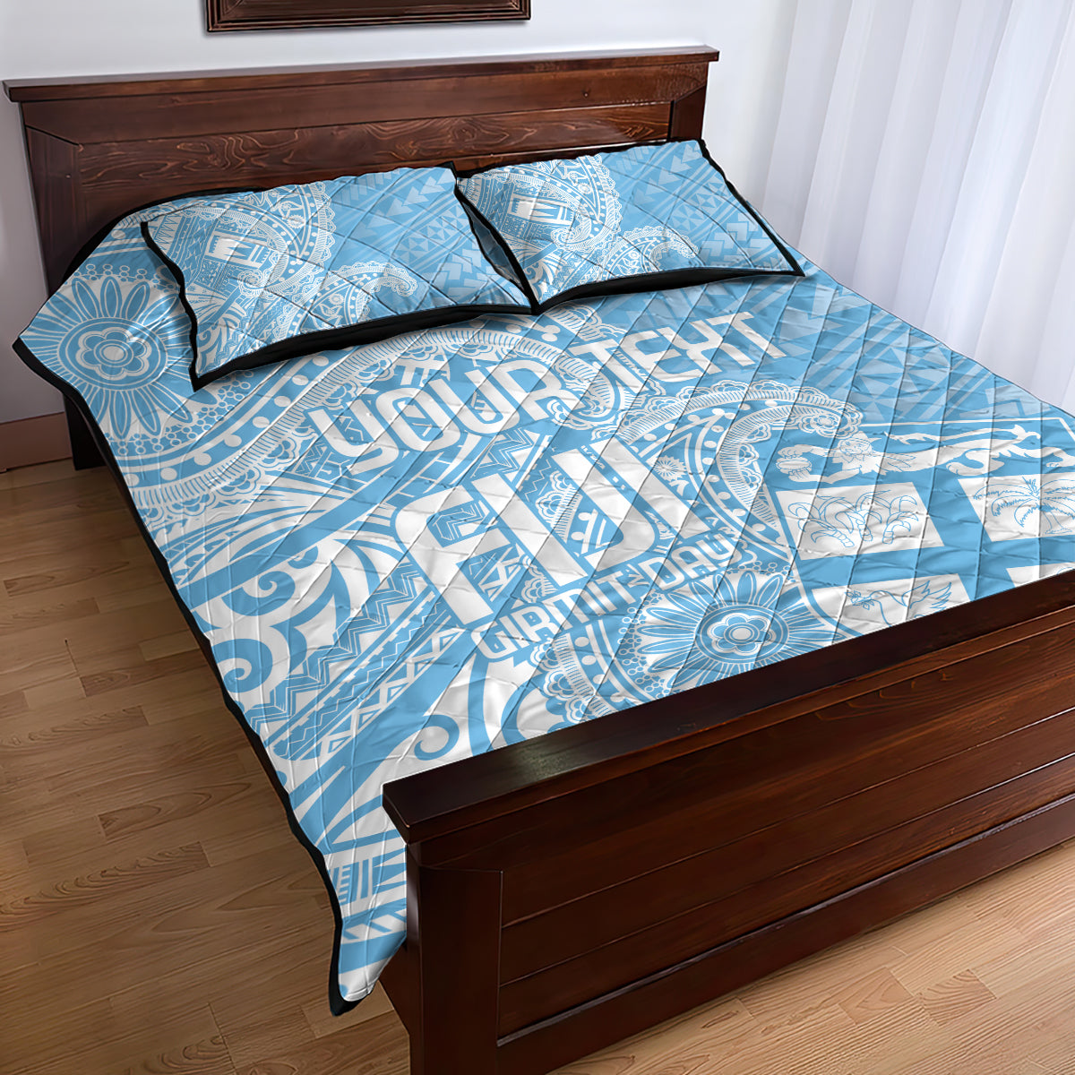 Custom Indo Fijians Quilt Bed Set Fiji ke Hindustani Polyneisan Paisley Blue Style