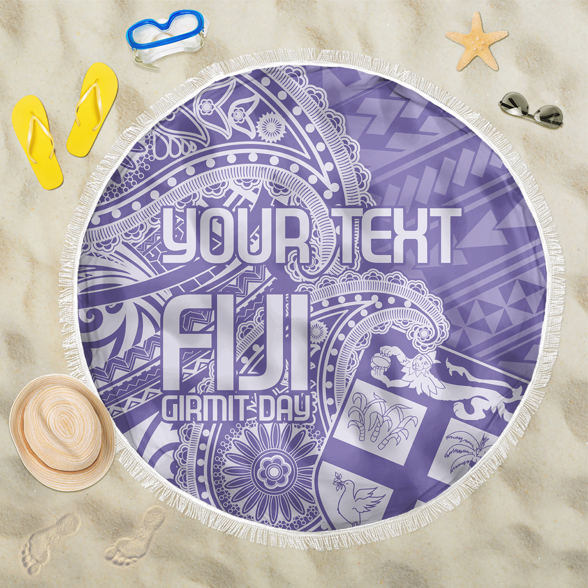 Custom Indo Fijians Beach Blanket Fiji ke Hindustani Polyneisan Paisley Purple Style