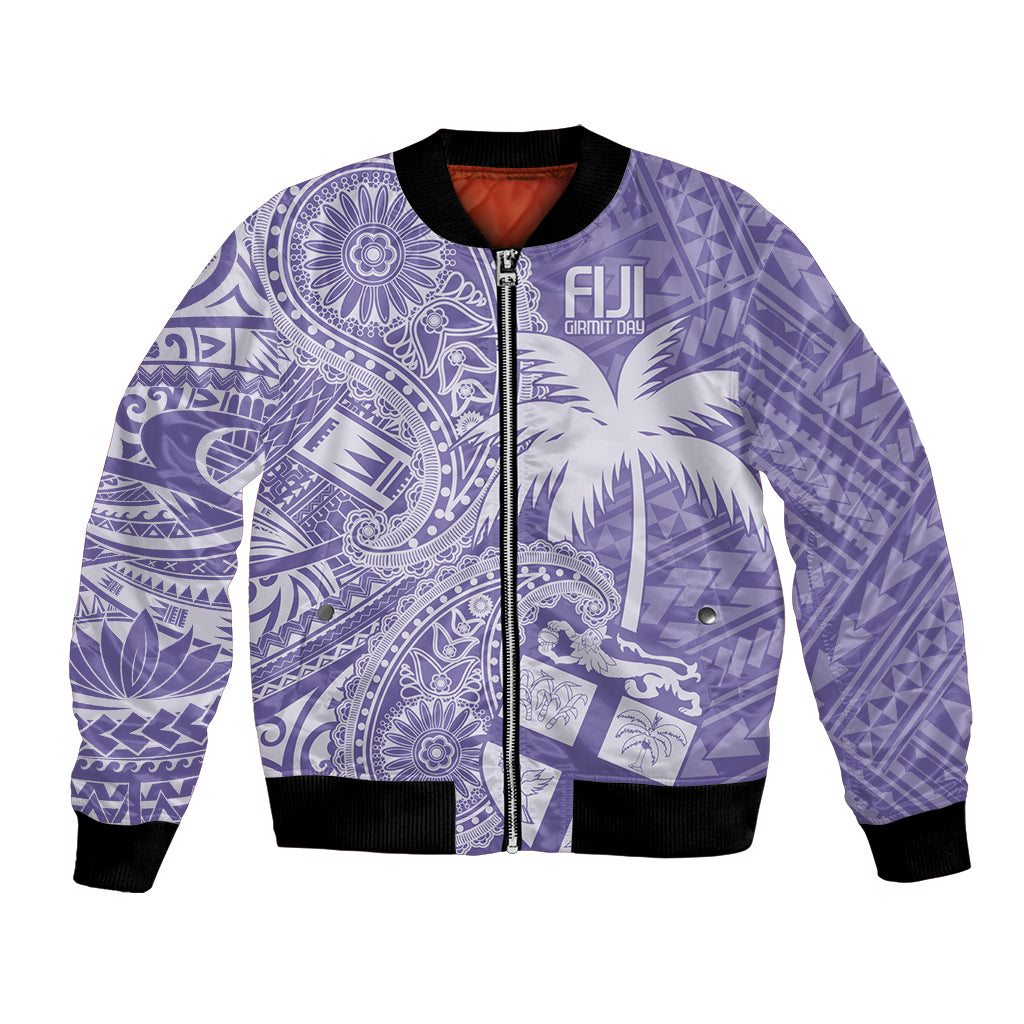 Custom Indo Fijians Bomber Jacket Fiji ke Hindustani Polyneisan Paisley Purple Style