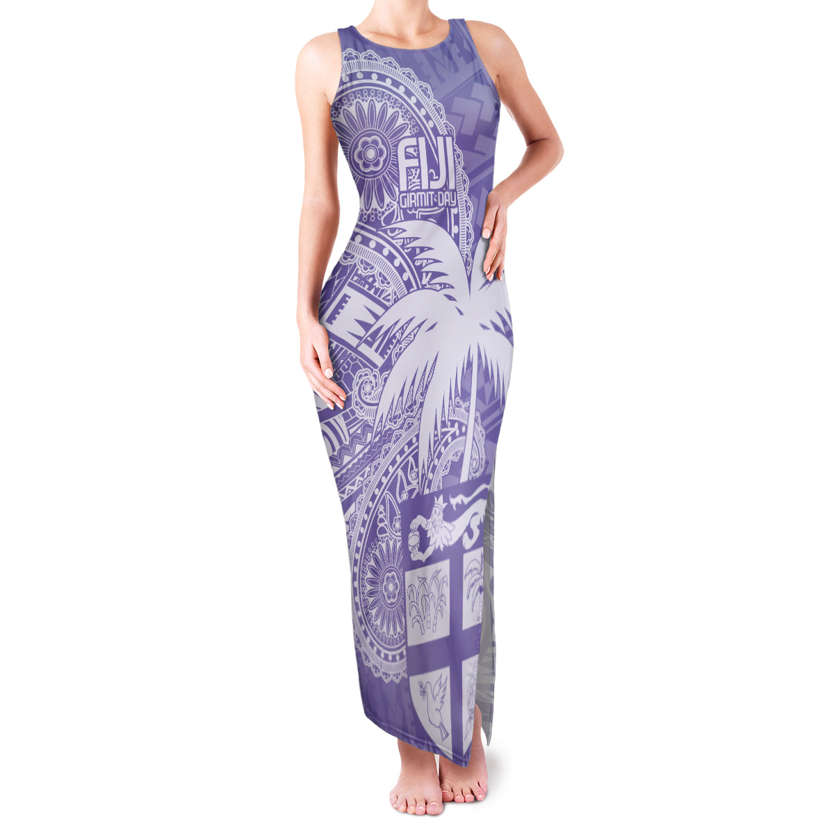 Custom Indo Fijians Family Matching Tank Maxi Dress and Hawaiian Shirt Fiji ke Hindustani Polyneisan Paisley Purple Style