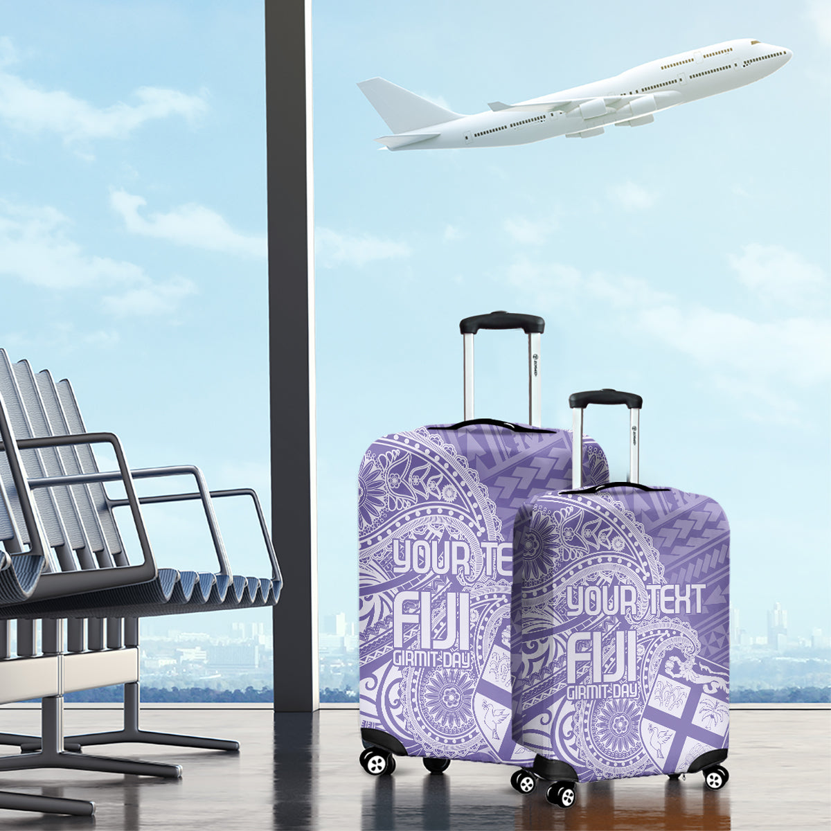 Custom Indo Fijians Luggage Cover Fiji ke Hindustani Polyneisan Paisley Purple Style
