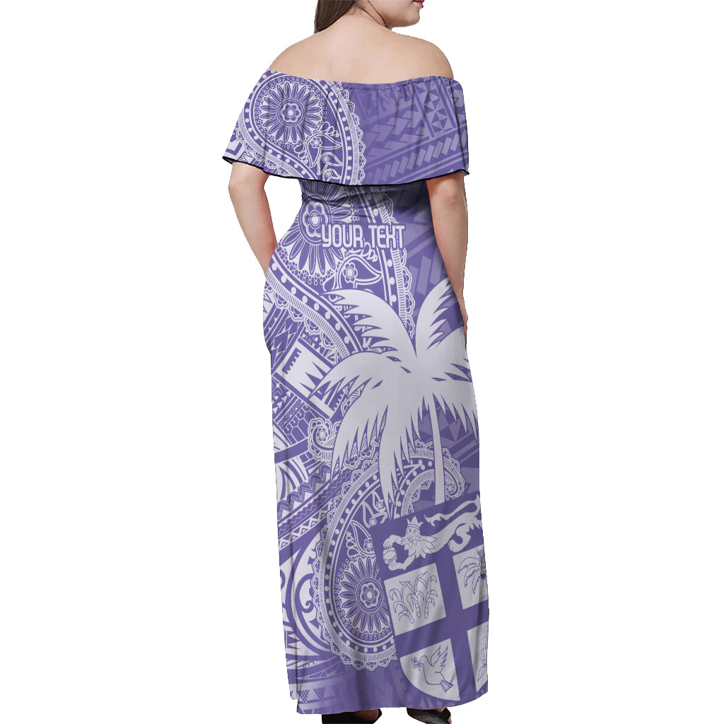 Custom Indo Fijians Off Shoulder Maxi Dress Fiji ke Hindustani Polyneisan Paisley Purple Style