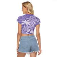 Custom Indo Fijians Raglan Cropped T Shirt Fiji ke Hindustani Polyneisan Paisley Purple Style