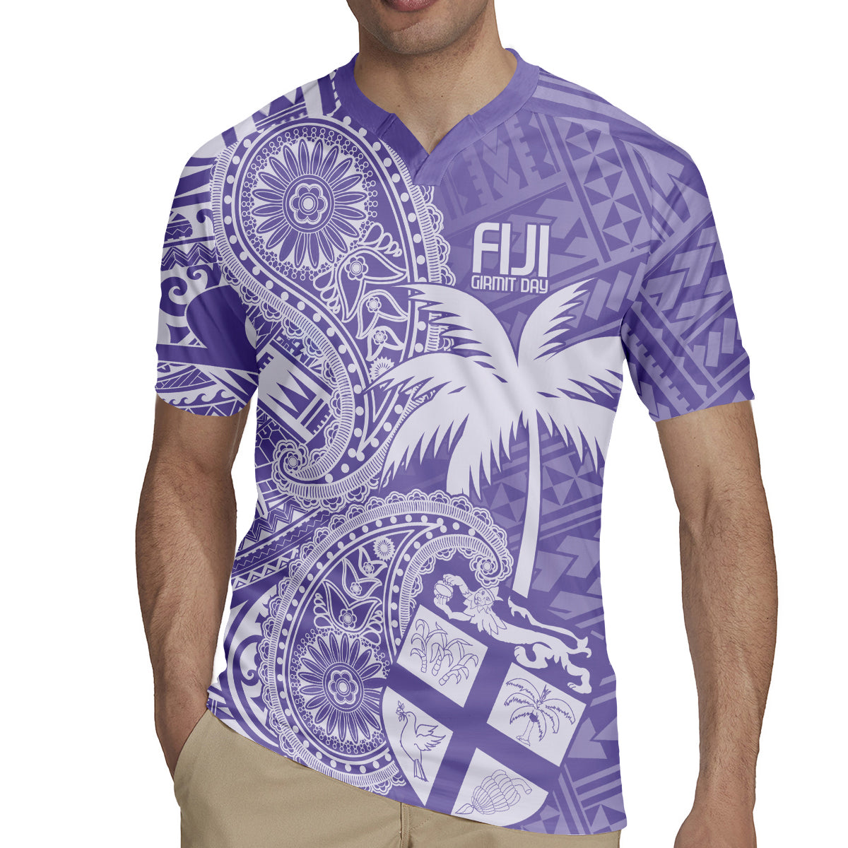 Custom Indo Fijians Rugby Jersey Fiji ke Hindustani Polyneisan Paisley Purple Style