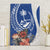 Blue Guam Hafa Adai Canvas Wall Art Tropical Flowers with Polynesian Pattern