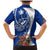 Blue Guam Hafa Adai Family Matching Mermaid Dress and Hawaiian Shirt Tropical Flowers with Polynesian Pattern