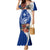 Blue Guam Hafa Adai Family Matching Mermaid Dress and Hawaiian Shirt Tropical Flowers with Polynesian Pattern