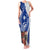 Blue Guam Hafa Adai Family Matching Tank Maxi Dress and Hawaiian Shirt Tropical Flowers with Polynesian Pattern