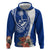 Blue Guam Hafa Adai Hoodie Tropical Flowers with Polynesian Pattern