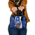 Blue Guam Hafa Adai Shoulder Handbag Tropical Flowers with Polynesian Pattern