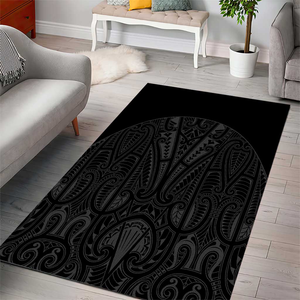 Queensland Maori Rugby Nga Hau e Wha Area Rug Black Motif
