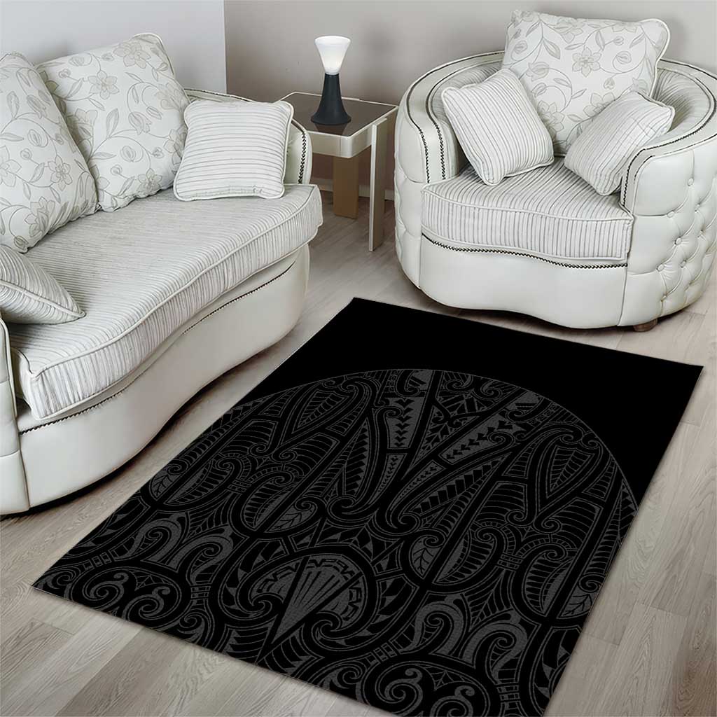 Queensland Maori Rugby Nga Hau e Wha Area Rug Black Motif