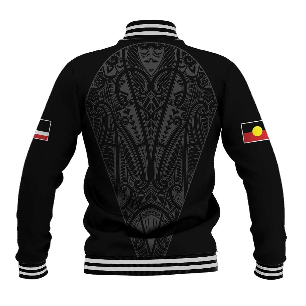Queensland Maori Rugby Nga Hau e Wha Baseball Jacket Black Motif