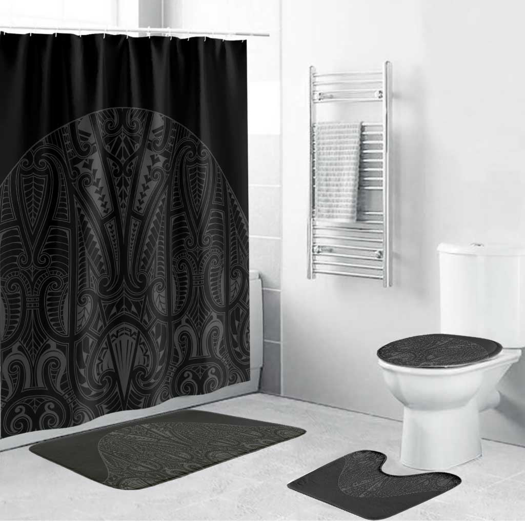 Queensland Maori Rugby Nga Hau e Wha Bathroom Set Black Motif - Polynesian Pride